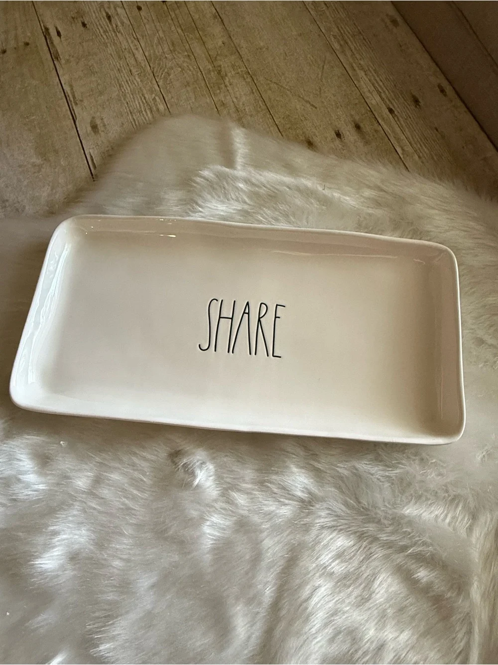 Rae Dunn White Ceramic 'Share' Charcuterie Serving Platter